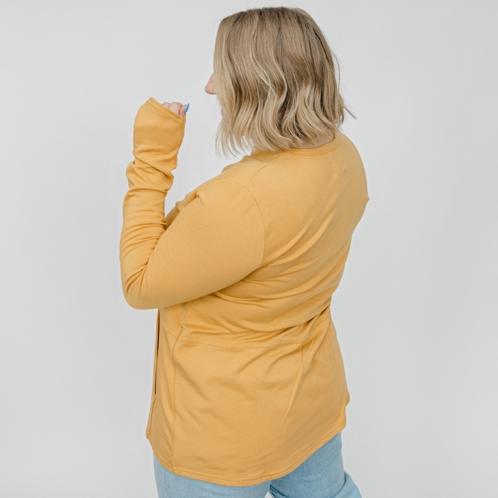 Women's Long Sleeve Crewneck Top in Mustard